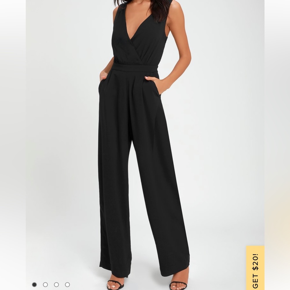 Lulus - Kiska Black Lace Wide-Leg Jumpsuit - black